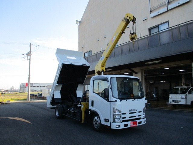 いすゞ エルフ 2トン 3段クレーン ダンプ 07 ホワイト 中古車情報 中古車買取 中古車査定のアップル